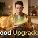 Person holding a glowing functional food bowl with health icons, showing how health-boosting foods are becoming mainstream in 2026