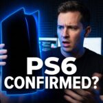 Tech enthusiast reacting to PlayStation 6 rumors including expected release date, specifications, price, and upcoming features in a futuristic console thumbnail