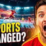 Excited sports fan reacting to fast-paced short-format sports match on screen, showing how new leagues are dominating global viewership in 2026