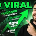 Excited content creator showing viral social media growth hacks with rising followers, likes, and engagement in a cinematic thumbnail